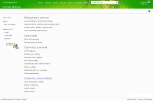 Windows Live Hotmail Wave 3 - Options 2 Page Screenshot Windows Live Hotmail Wave 3 - Options 2 Page Screenshot