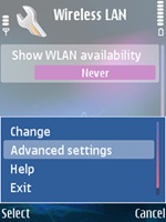 Nokia N95 Wireless LAN Advance Settings - No Gateway Reply Wifi Fix