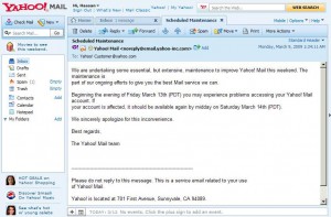 Yahoo Mail Under Maintenance