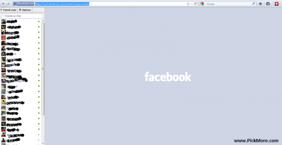 Facebook chat, showing online friends Facebook chat, showing online friends