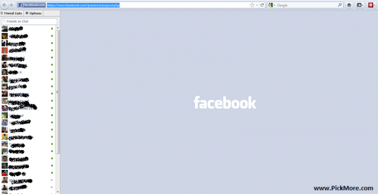 Facebook chat, showing online friends